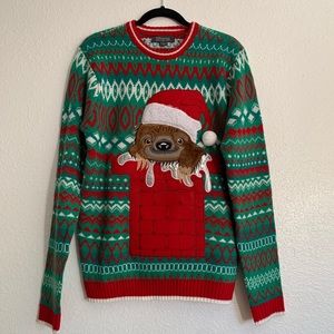 Sloth ugly Christmas Sweater with beer holder